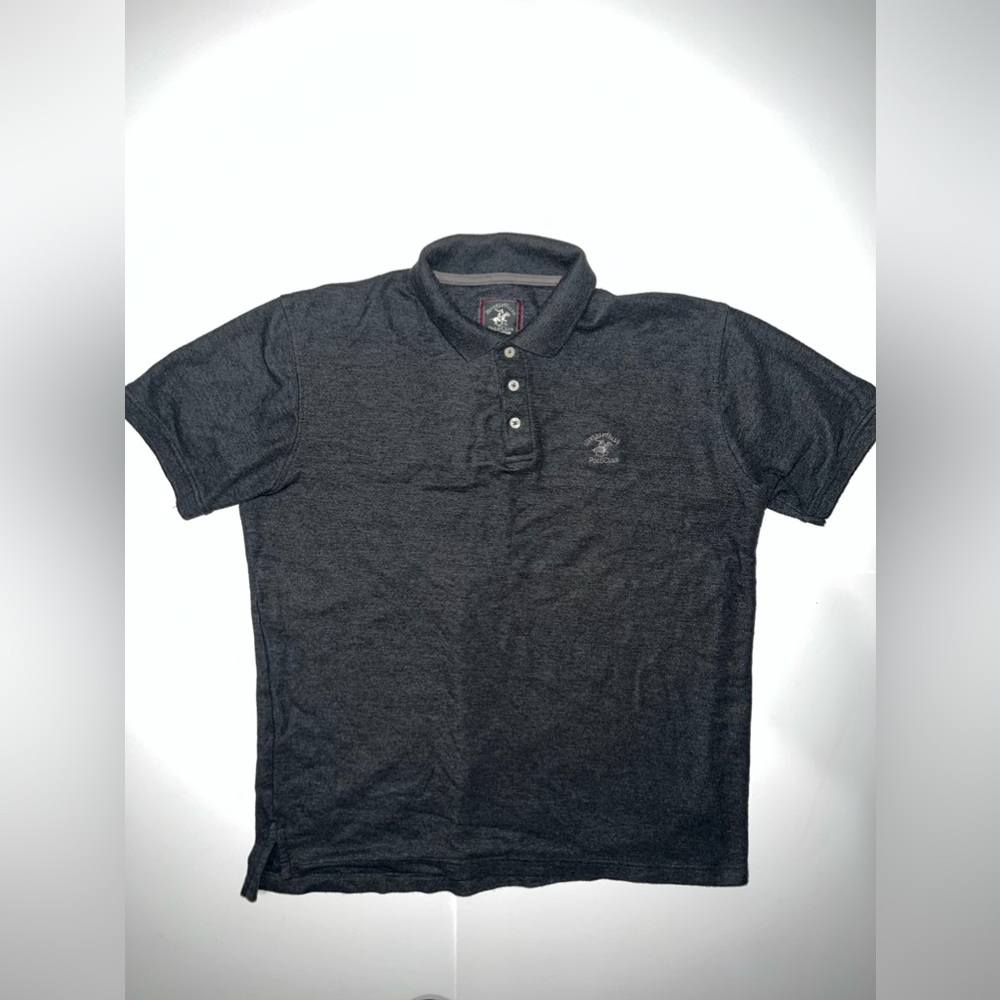 Men's Polo Shirt Beverly Hills Polo Club Modern Fit Size L Gray Short Sleeve